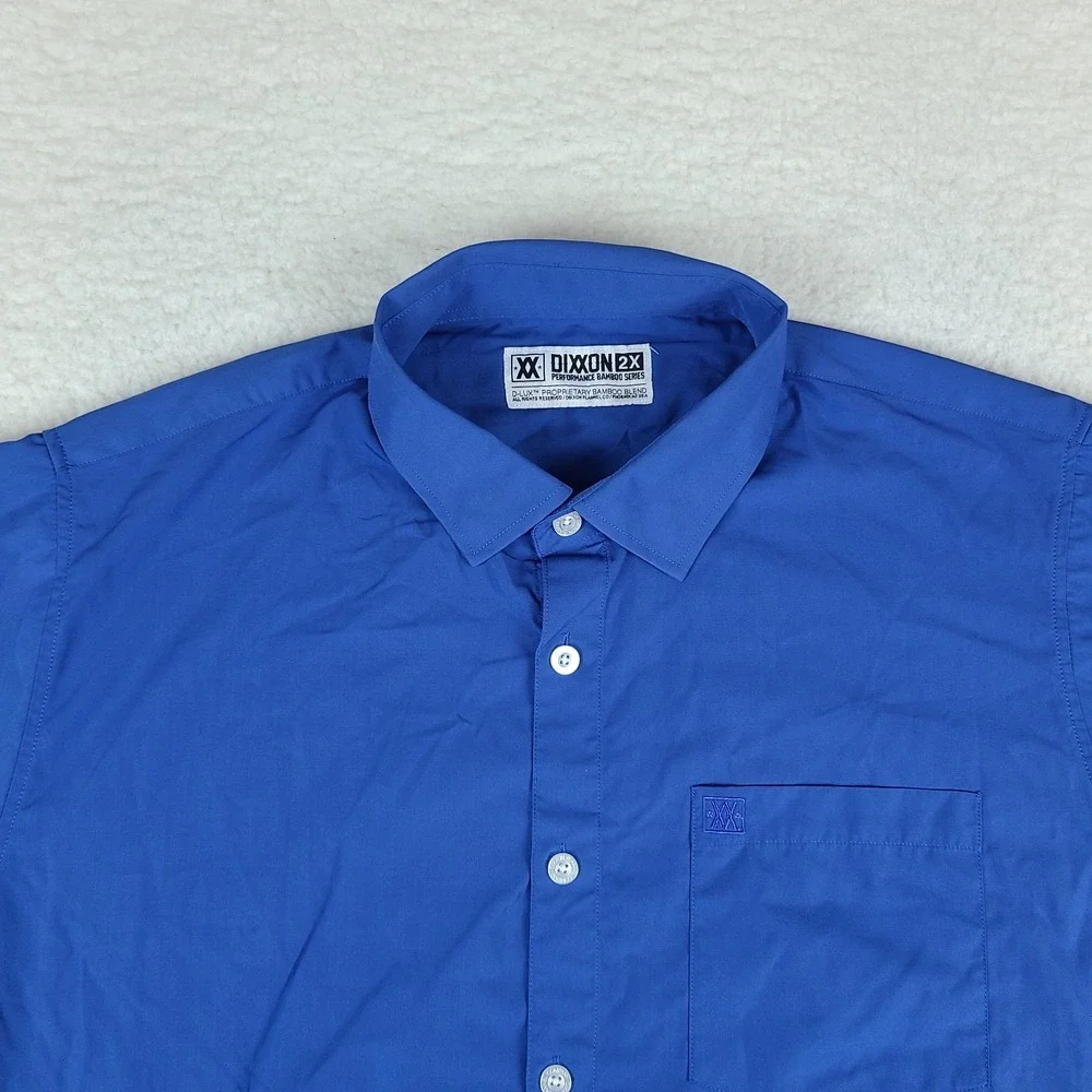 DIXXON Shirt Mens 2X Blue Performance Bamboo Series D-LUX Preppy Button Up